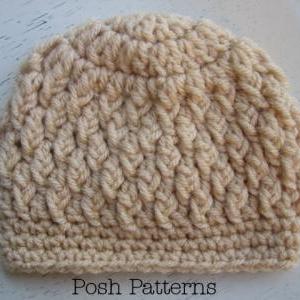 Crochet Hat Pattern - Faux Cable Crochet Beanie..