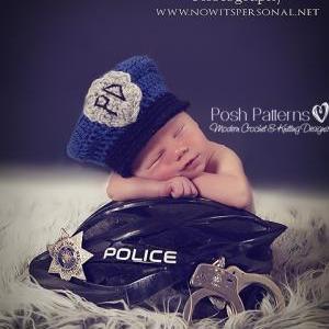 Crochet Hat Pattern Baby Police Man Policeman Hat..