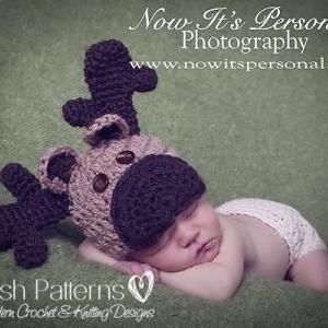 Crochet Hat Pattern Baby Moose Reindeer Hat Pdf..