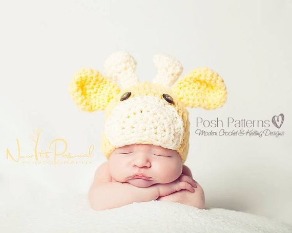 Crochet Hat Pattern - Baby Giraffe Beanie Crochet Pattern Pdf 175 - Newborn To Adult Sizes