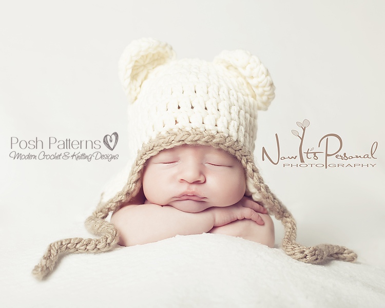 Crochet Hat Pattern - Baby Bear Earflap Hat Crochet Pattern - Newborn to 4T - PDF 186