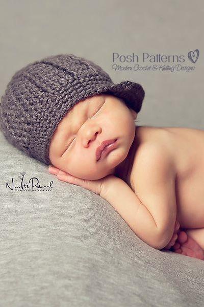 Crochet Hat Pattern Ribbed Baby Newsboy Hat Crochet Pattern PDF 108 Newborn to Adult Sizes