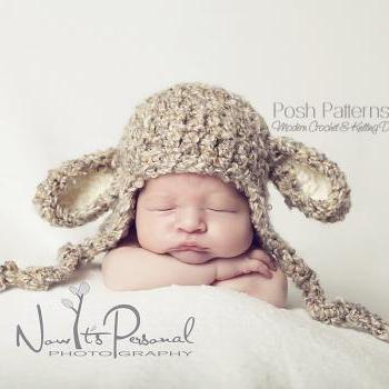 Crochet Hat Pattern - Little Lamb Earflap Hat Crochet Pattern PDF 127 - Newborn to 12 Months 3 Sizes