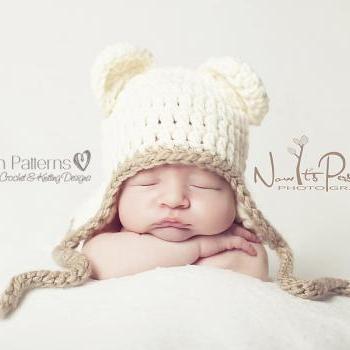 Crochet Hat Pattern - Baby Bear Earflap Hat Crochet Pattern - Newborn to 4T - PDF 186